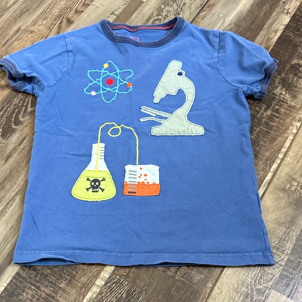 Mini Boden Blue Science Graphic Short Sleeve Tee size 5/6